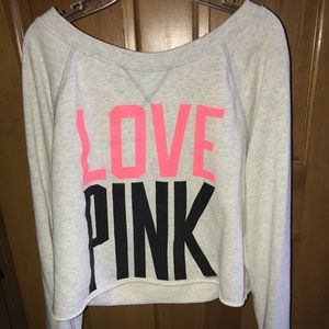 off shoulder crop pullover